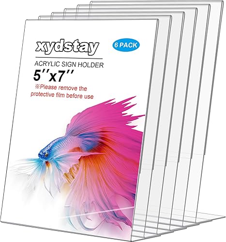 Miniatura 11 de Paquete de 3 soportes acrílicos de 8.5 x 11 pulgadas para marcos de fotos, plástico transparente en forma de L, soporte de letrero de plástico