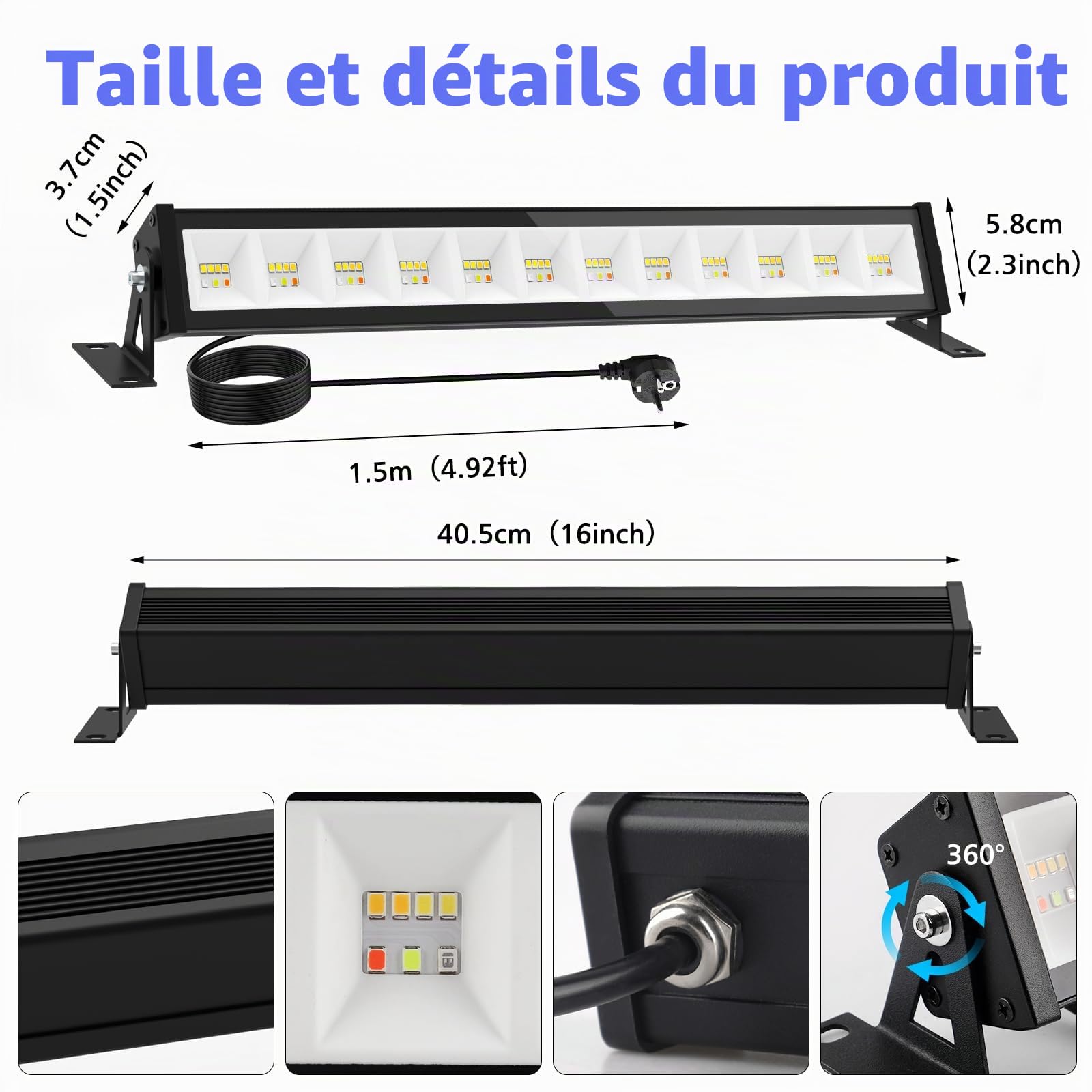 T-SUN RGBCW Projecteur LED Exterieur, 4 Pièces 50W Barre RGB Lumineuse, Eclairage Mural RGB Intelligent avec Télécommande/APP/Mémoire/Minuterie/Etanche IP66 pour Scène, Bar, Noël, Jardin