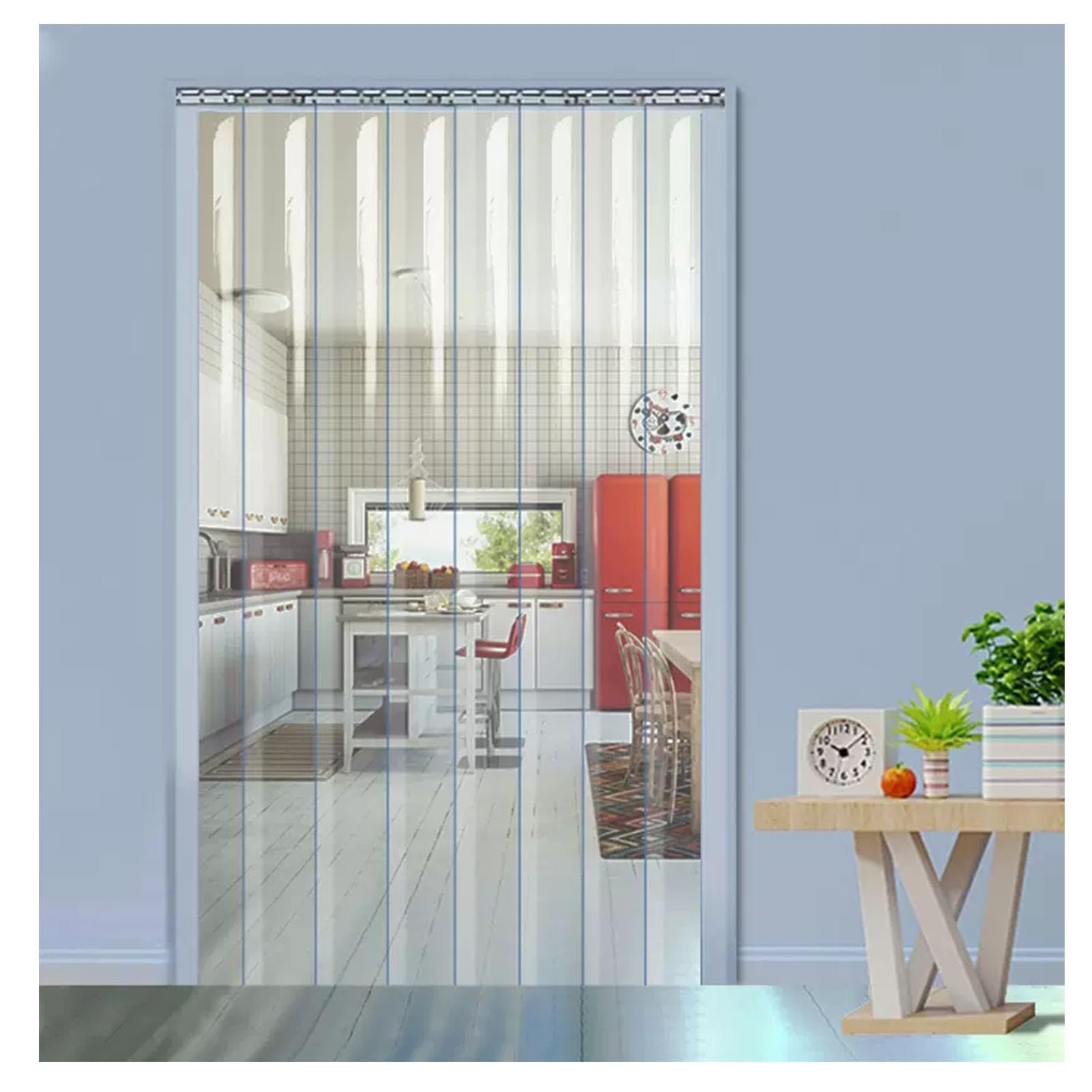 Rideau à lanières en PVC transparent pour protéger votre garage des courants d'air