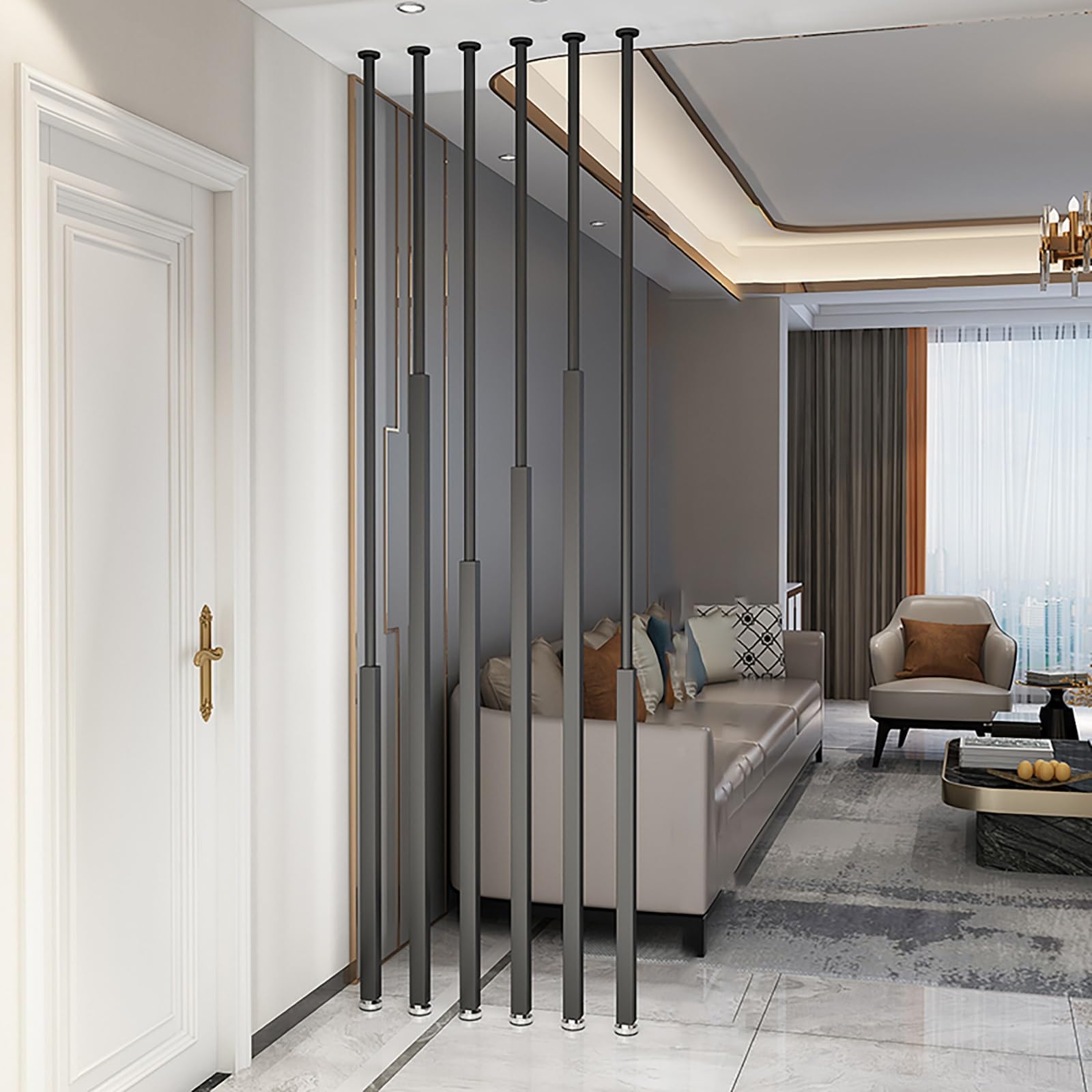 Pilier séparateur mural moderne pour structurer l'entrée de la maison