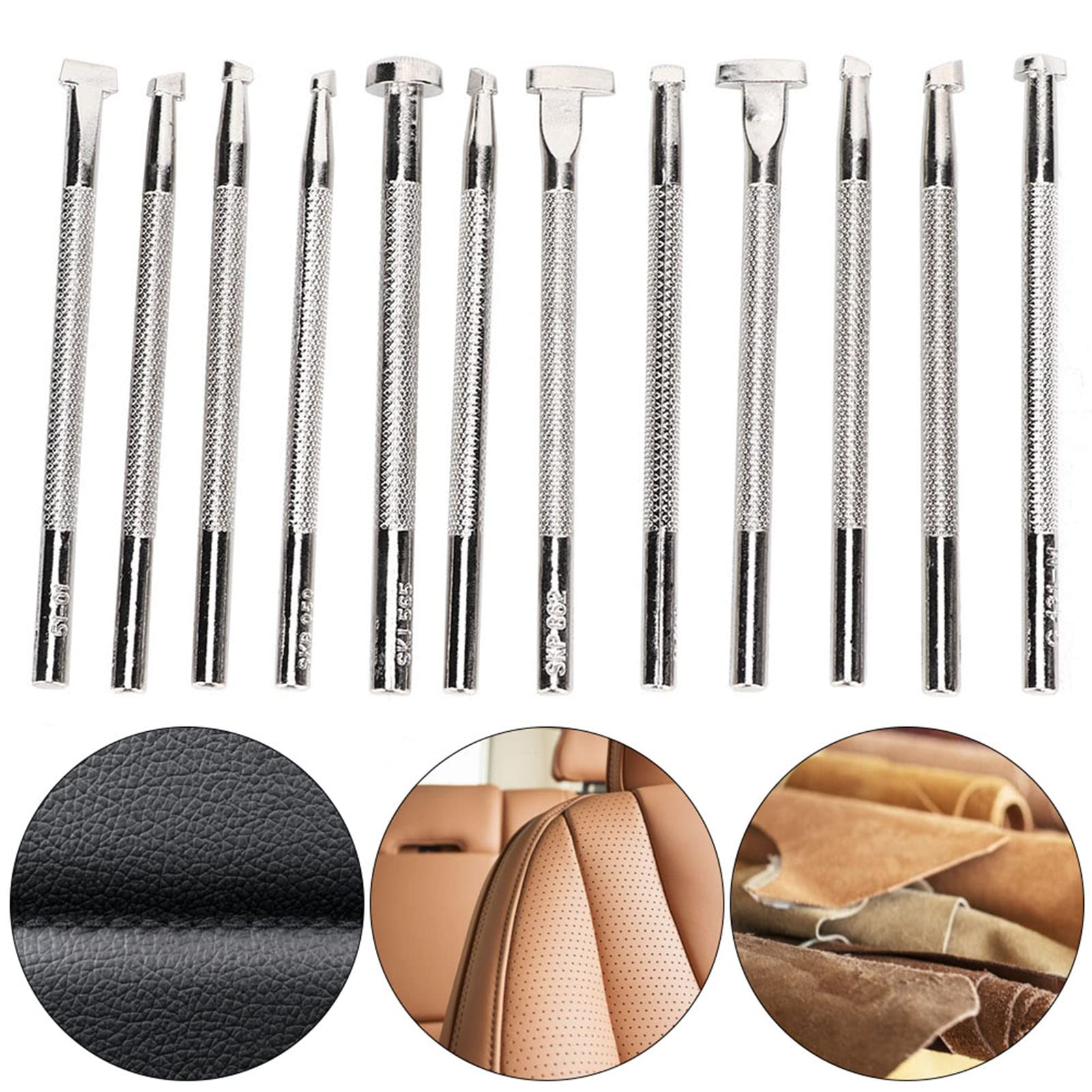 Sellos biselados para piel para grabado 19 x 8 x 6 Paquete de 12 herramientas para grabado y grabado en piel herramienta para modelos de sellos para trabajos de piel