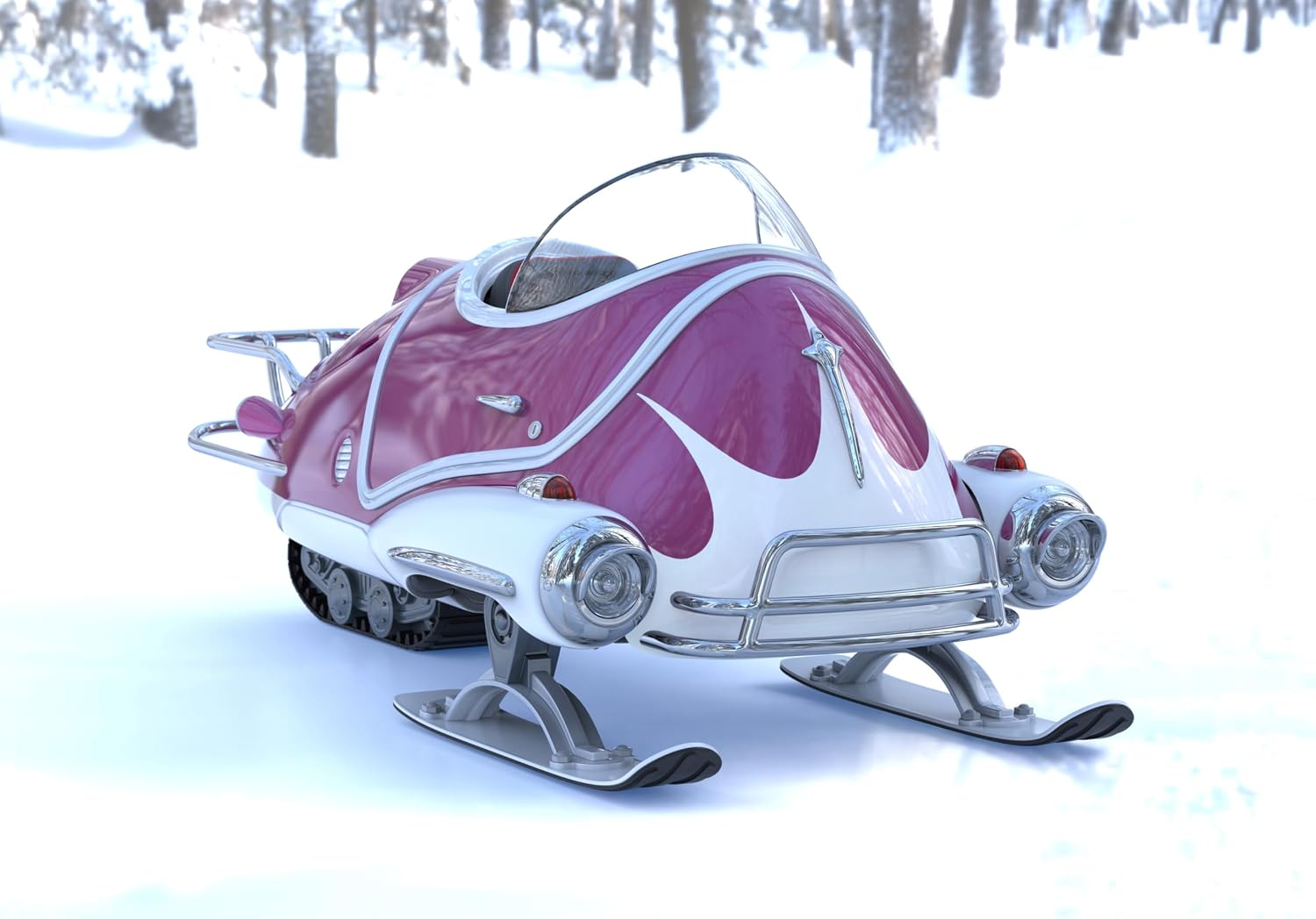 The Wand Company Fallout Flea Premium Die-Cast Replica Vehicles with Rear Caterpillar Track, steerable Front skids and Open-top Canopy (Hot Pink Snowtrack)