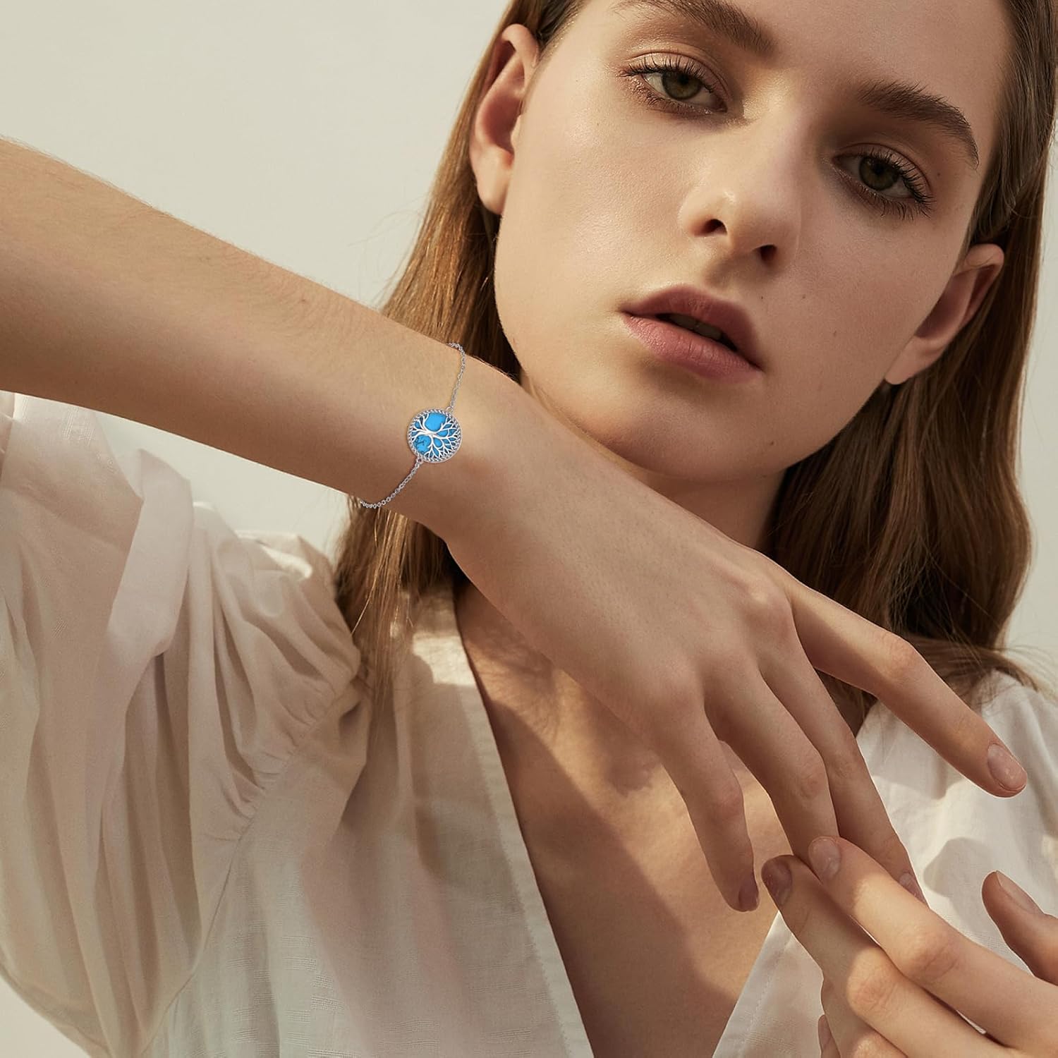 Tree of Life Bracelet Sterling Silver Turquoise Bracelet Tree Jewelry Gifts for Women - Image 4