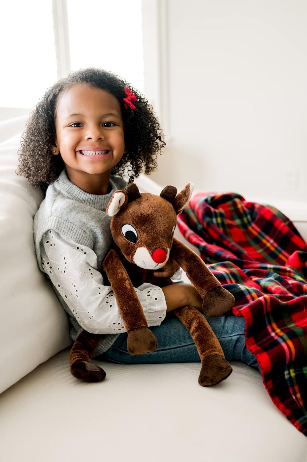 Rudolph The Red-Nosed Reindeer | 13" Holiday Rudolph with 50" x 60" Blanket | Officially Licensed Collectible Plush and Throw Bundle Brown