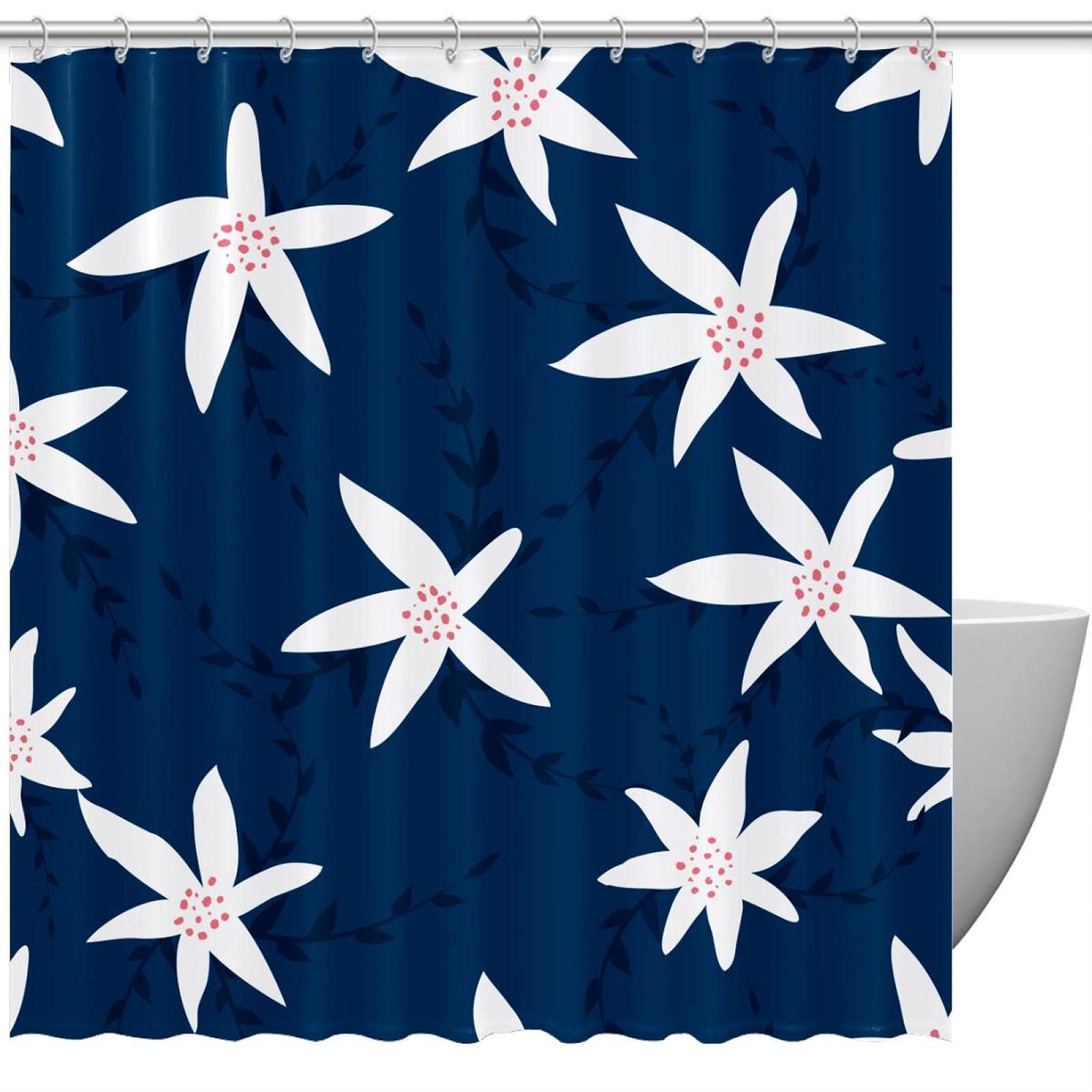 Rideau de douche imperméable pour créer une salle de bain zen et florale