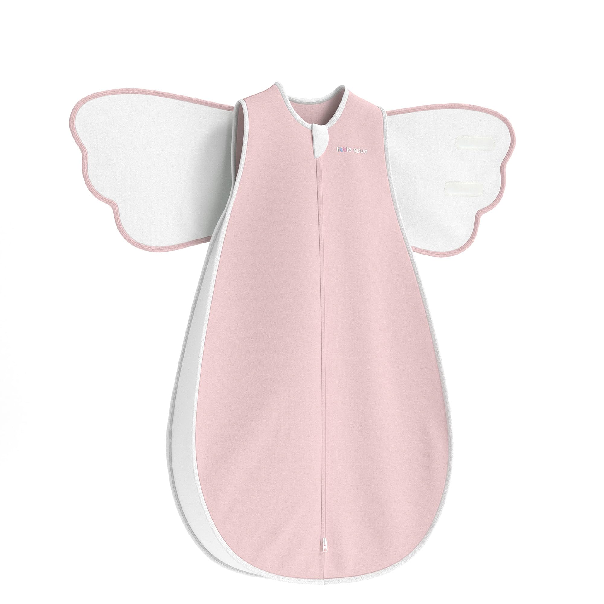 LITTLE SPUD Baby Swaddle, Adjustable Wearable Blankets, Unisize Cotton Sleeping Bag for 0-12 Months, Pink