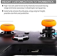 Vista 3 de Playrealm FPS Thumbstick Extender & Printing Rubber Silicone Grip Cover 2 Sets for Xbox Series XS & Xbox One Controller(Basketball)