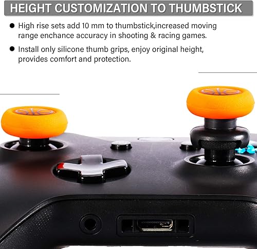 Miniatura 3 de Playrealm FPS Thumbstick Extender & Printing Rubber Silicone Grip Cover 2 Sets for Xbox Series XS & Xbox One Controller(Basketball)