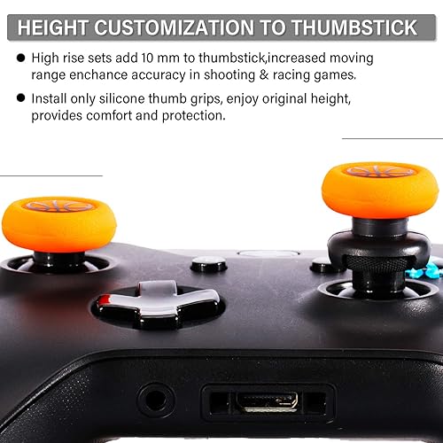 Miniatura 3 de Playrealm FPS Thumbstick Extender & Printing Rubber Silicone Grip Cover 2 Sets for Xbox Series XS & Xbox One Controller(Basketball)