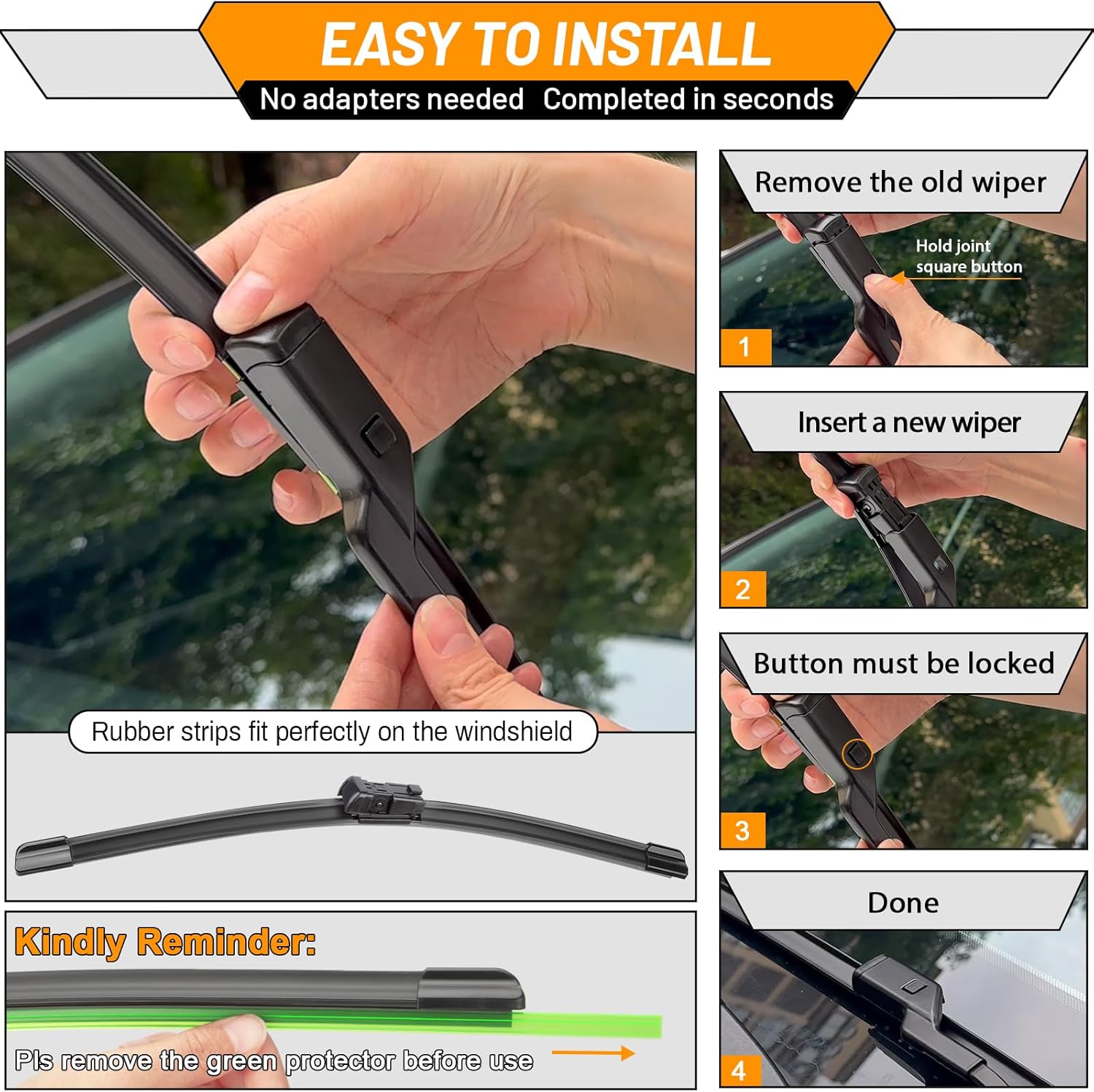 AUTOBOO 26"+23" Windshield Wipers with 12" Rear Wiper Blade Replacement for Mercedes Benz GL13-16 GL450 GL350 GL550 ML 12-15 ML350 ML550 ML63 GLE -Original Factory Quality (Pack of 3)