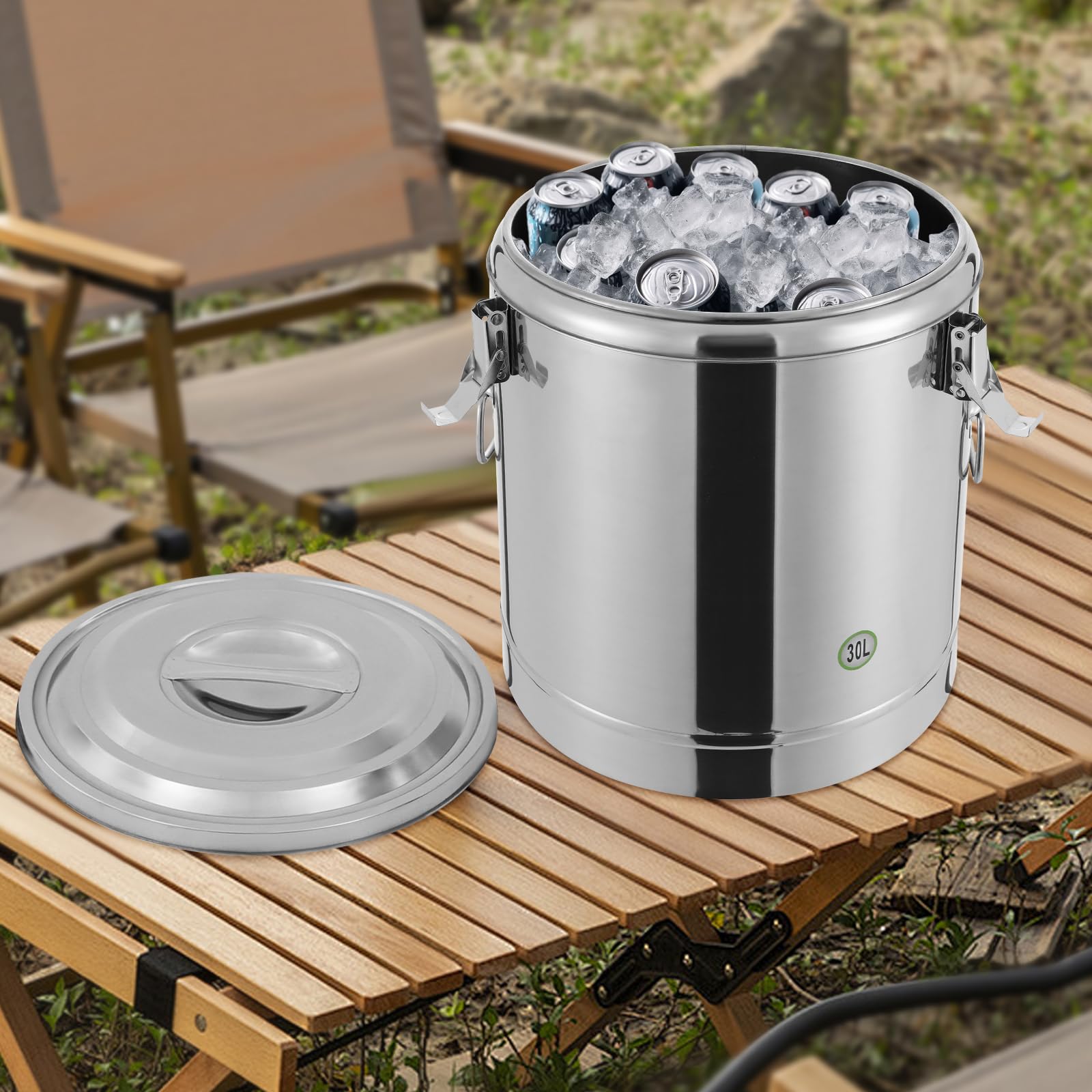 30L Thermobehälter Edelstahl, Isolierter Warmhaltebehälter für Essen Suppenbehälter mit 12h Temperaturerhalt, Großer Suppentopf für Gastronomie und Catering