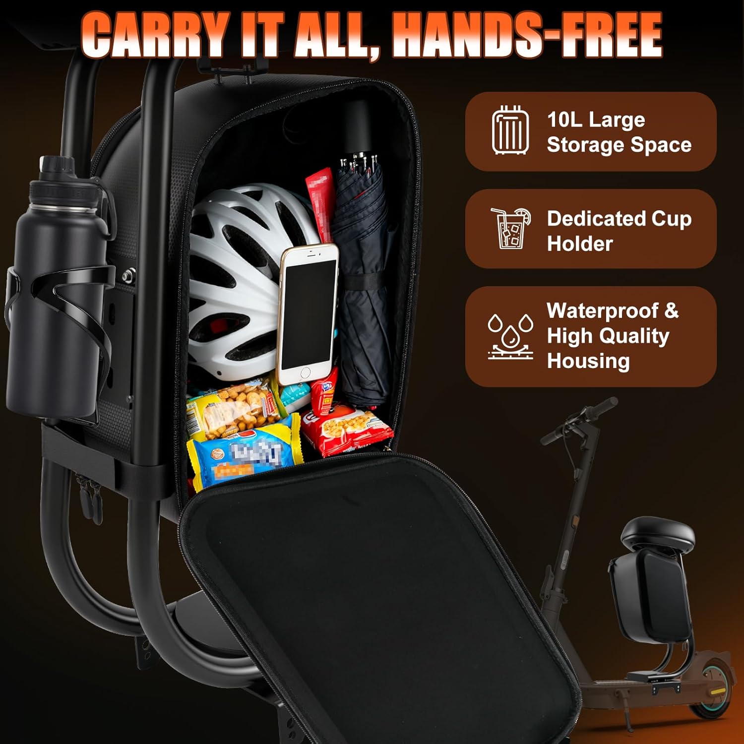 Electric Scooter Seat Compatible with Segway Ninebot MAX G2 G65 MAX2 Seat Attachment for Adult with 10L Large Storage Bag, Cup Holder, PU Cushion