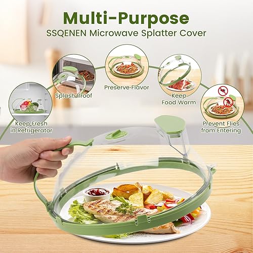 Miniatura 4 de SSQENEN Cubierta para salpicaduras de microondas de 12 pulgadas, cubierta de microondas con vaporizador de agua, funda para microondas y