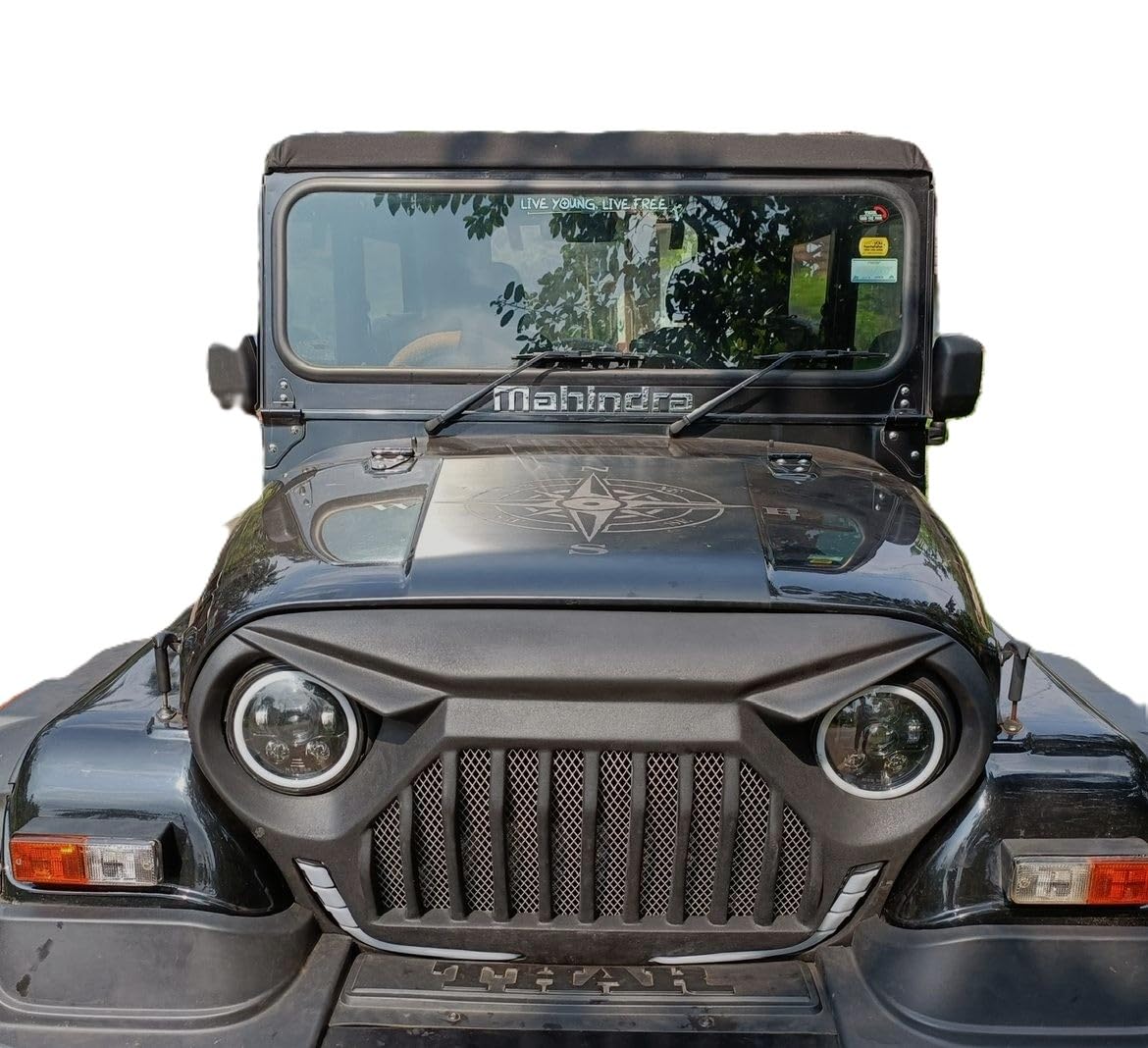 Front Show Gladiator Grill With DRL Indicator slot for MM540,MM550 Jeep Mahindra Thar-image-4