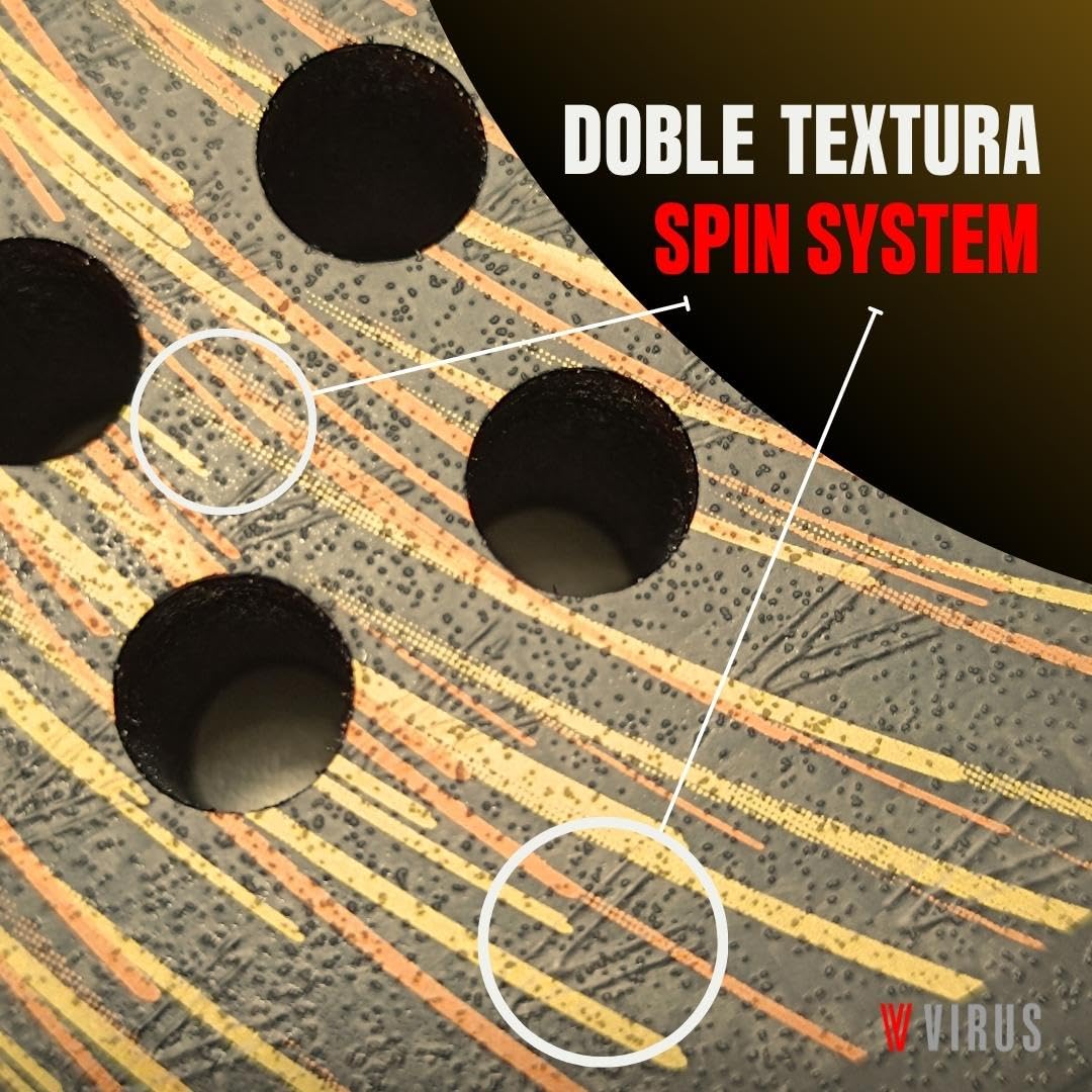 VIRUS Storm | Pala de Pádel Carbono 3K | Control y Potencia | Nivel Intermedio-Avanzado | Punto Dulce Ampliado | Funda Térmica