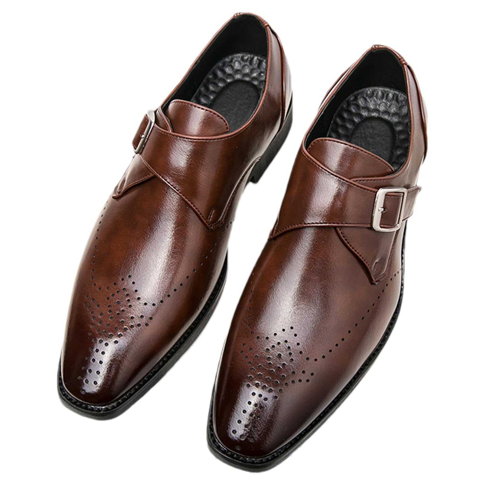 ANUFER Hombre Monje Soltero Zapatos Inteligente Estilo Británico Cuero de Microfibra Vestido Brogues