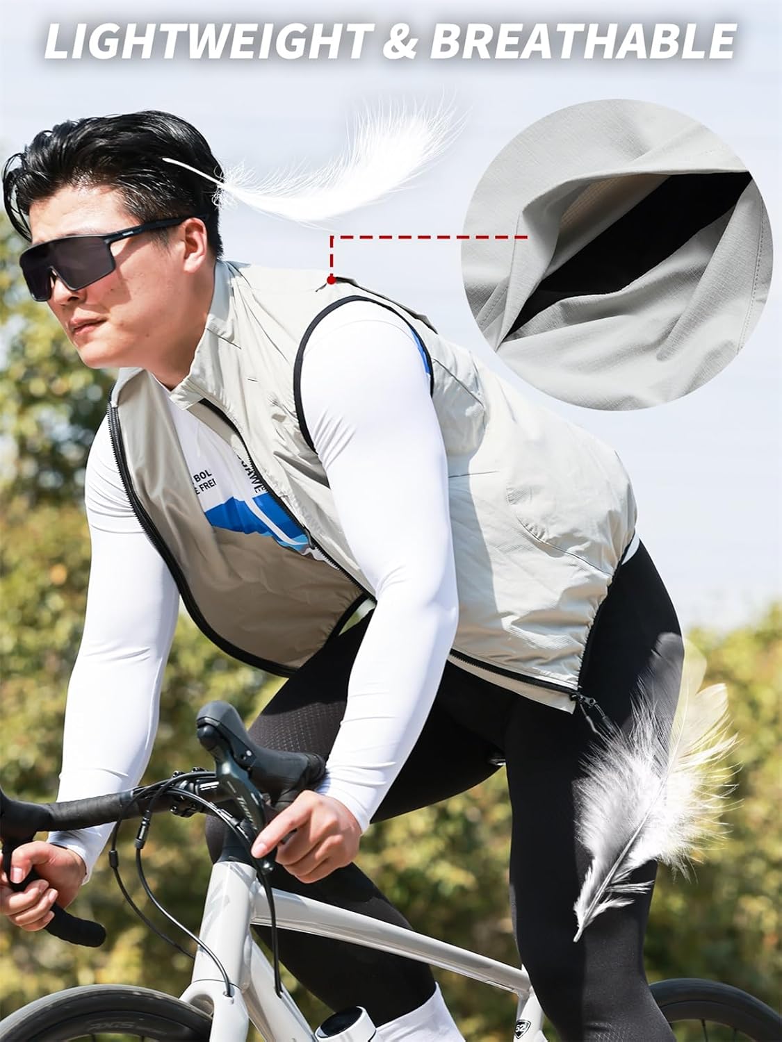 WOSAWE Reflective Cycling Vest with Chest Pocket Water-Repellent Lightweight Windproof Gilet for Running, Hiking, Biking - Image 4