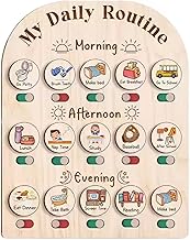 Tableau de routine quotidien pour les enfants, Tableau de routine pour tout-petit en bois avec boîte rangement, horaire visuel pour les enfants, maison et classe, jouets développement à besoins