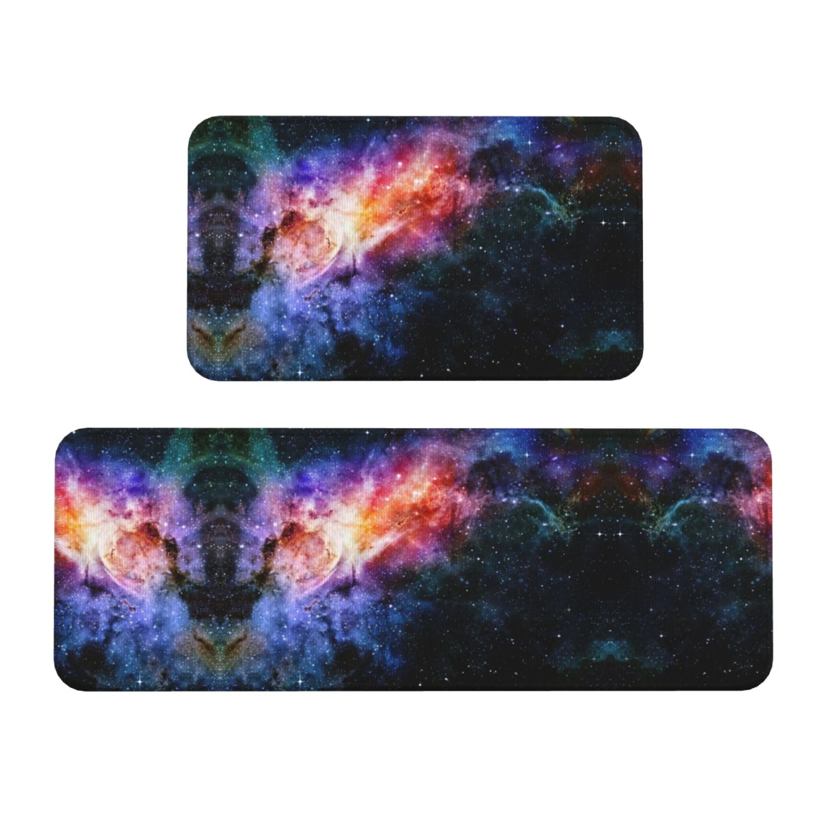Tapis de sol antidérapant cuisine et buanderie motif galaxie lot de 2