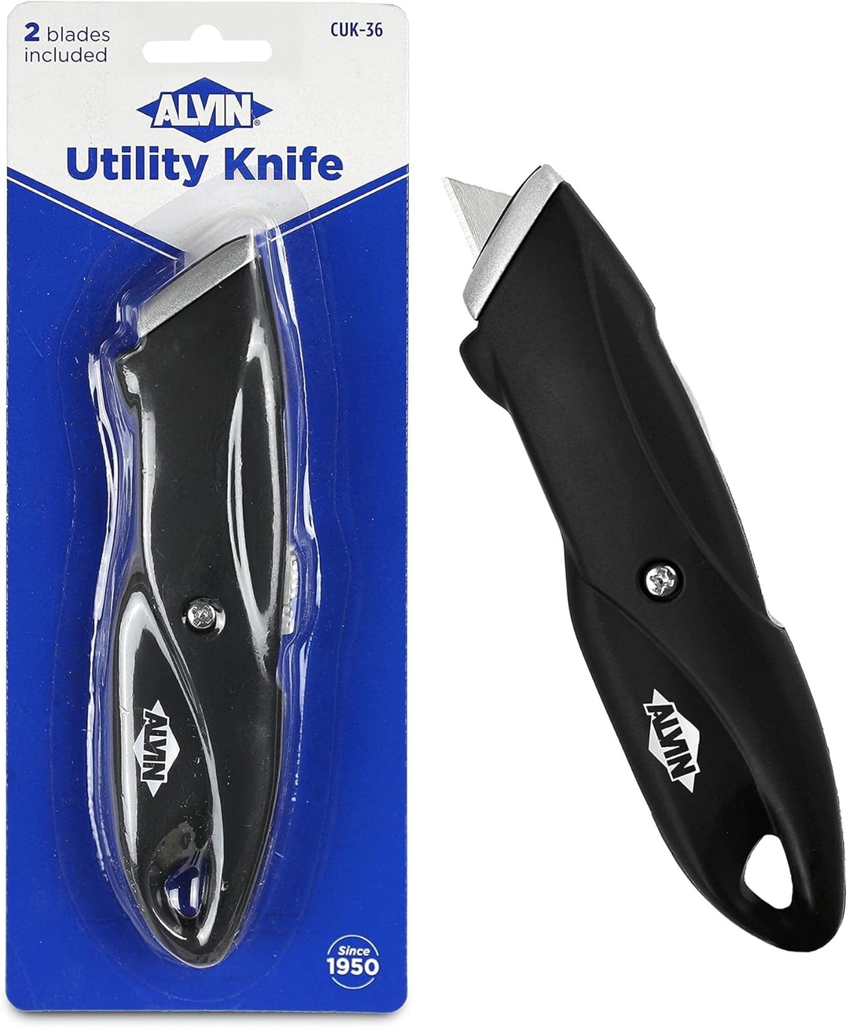 ALVIN Metal Utility Knife - Retractable Blade, 4 Self-Locking Positions, Ergonomic Handle
