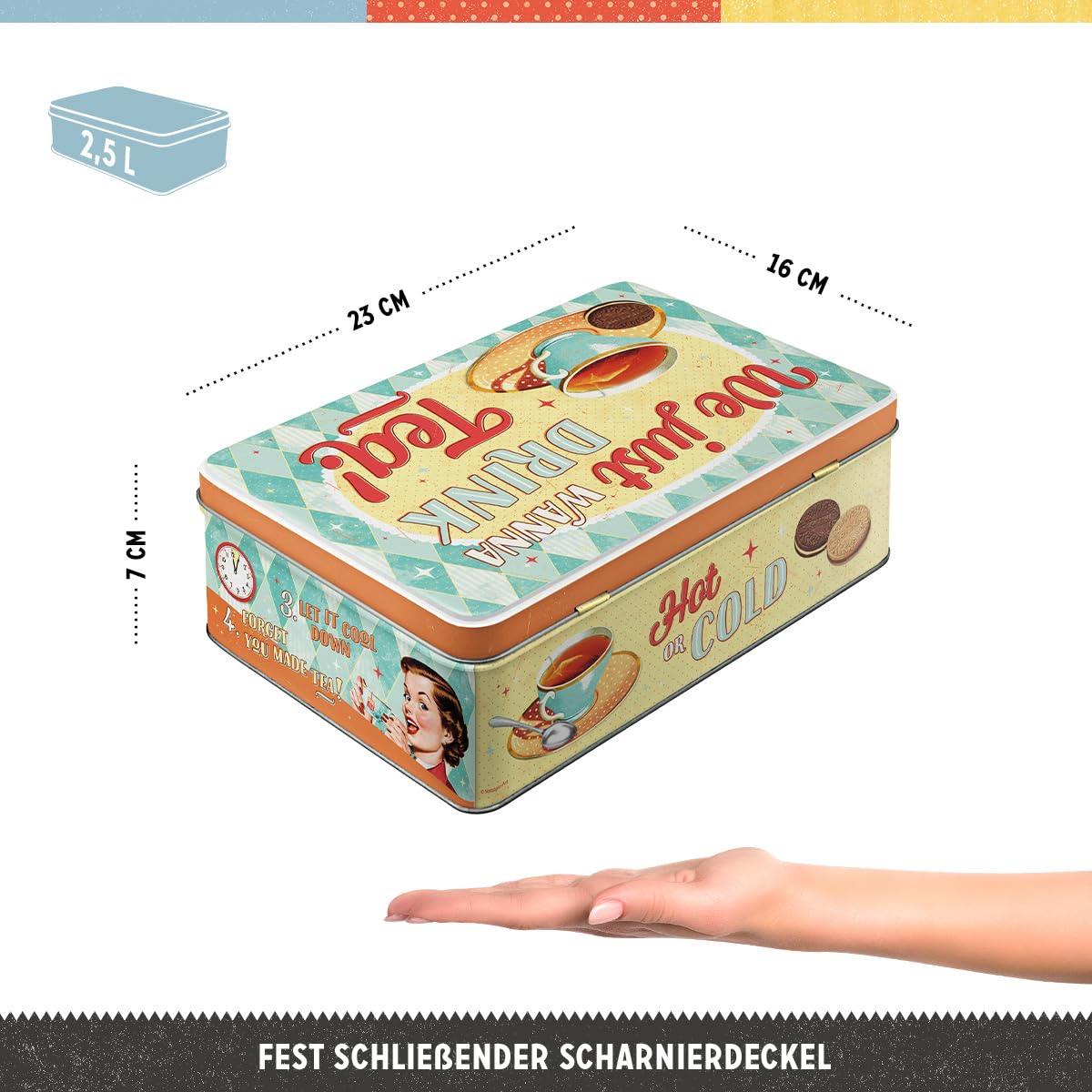 Nostalgic-Art Retro Vorratsdose Flach, 2,5 L – Vintage Blechdose Im 2er-Set, Geschenk-Idee