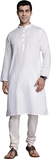 Manyavar Men's Cotton Textured Kurta Pyjama Set (2pcs)