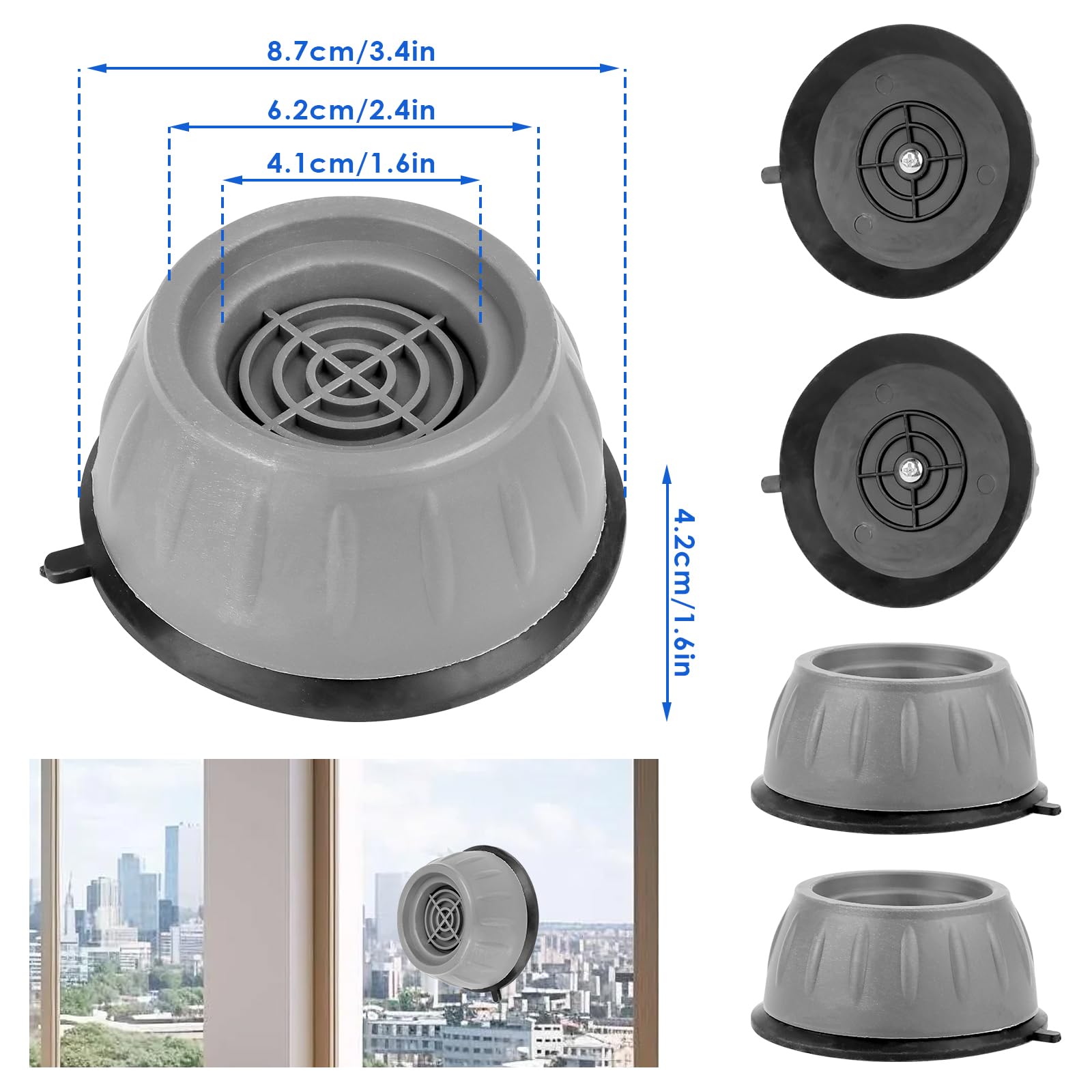KENSHIRE Anti-Vibrationspads Für Waschmaschine & Trockner – 4 Stück, Einfach Montierbar & Vielseitig Einsetzbar