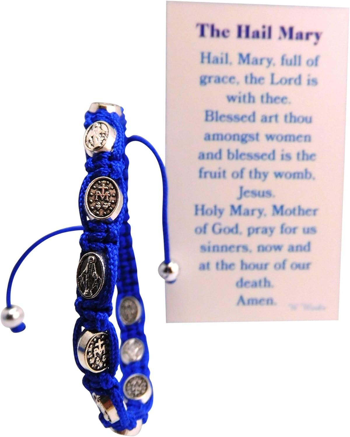 Westmon Works Hail Mary Bracelet Set Bundle Miraculous Medal Charm Wrist Fashion with Holy Card Bulk Pack, 5 of Each