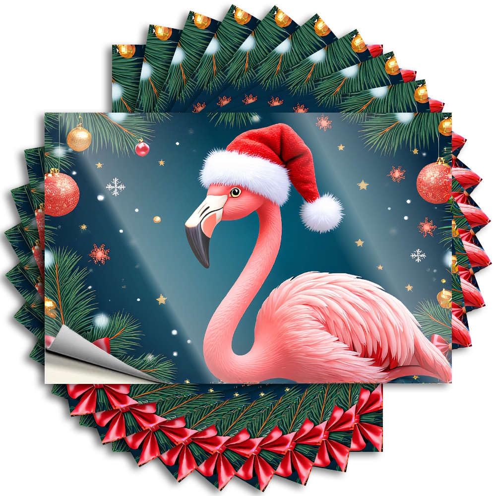 Fzfn Colour Tattoos - Affirmation Garage A Pink Flamingo Wearing A Santa Hat. For Silicone Hot(12X18cm)