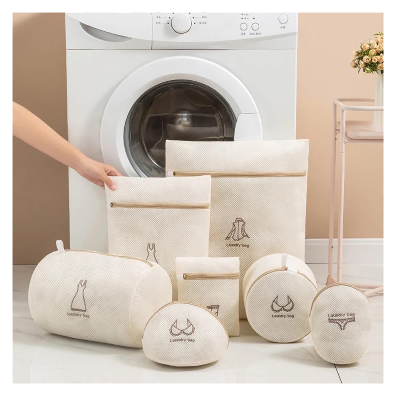 7 pezzi/set sacchetto for biancheria in rete, sacchetti for bucato, compatibile con macchine, cestello for vestiti sporchi, reggiseno, organizzatore, anti-deformazione