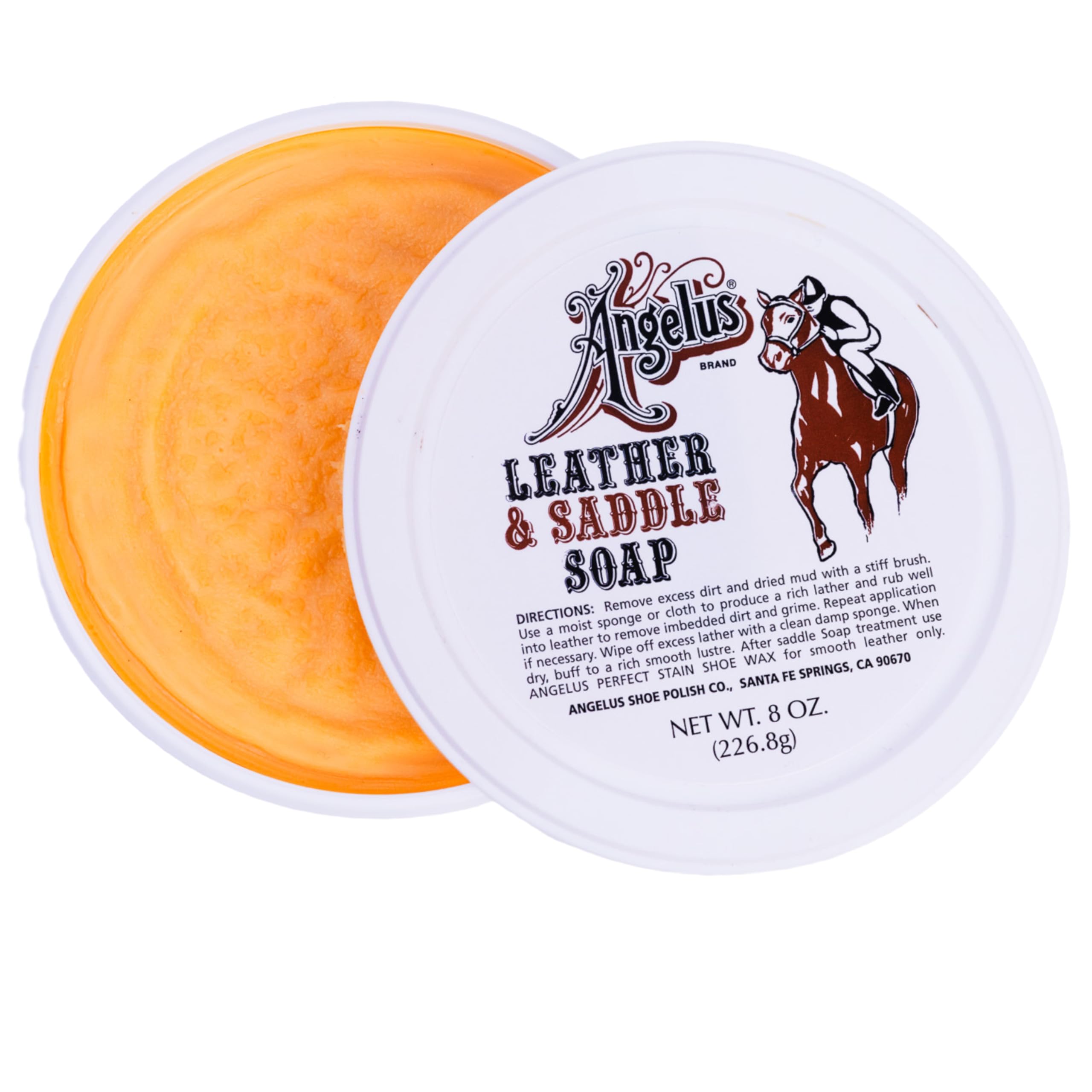 Angelus Saddle Soap for Leather 8oz Deep Leather Cleaner and Conditioner  for Boots, Saddles, More Made in USA
