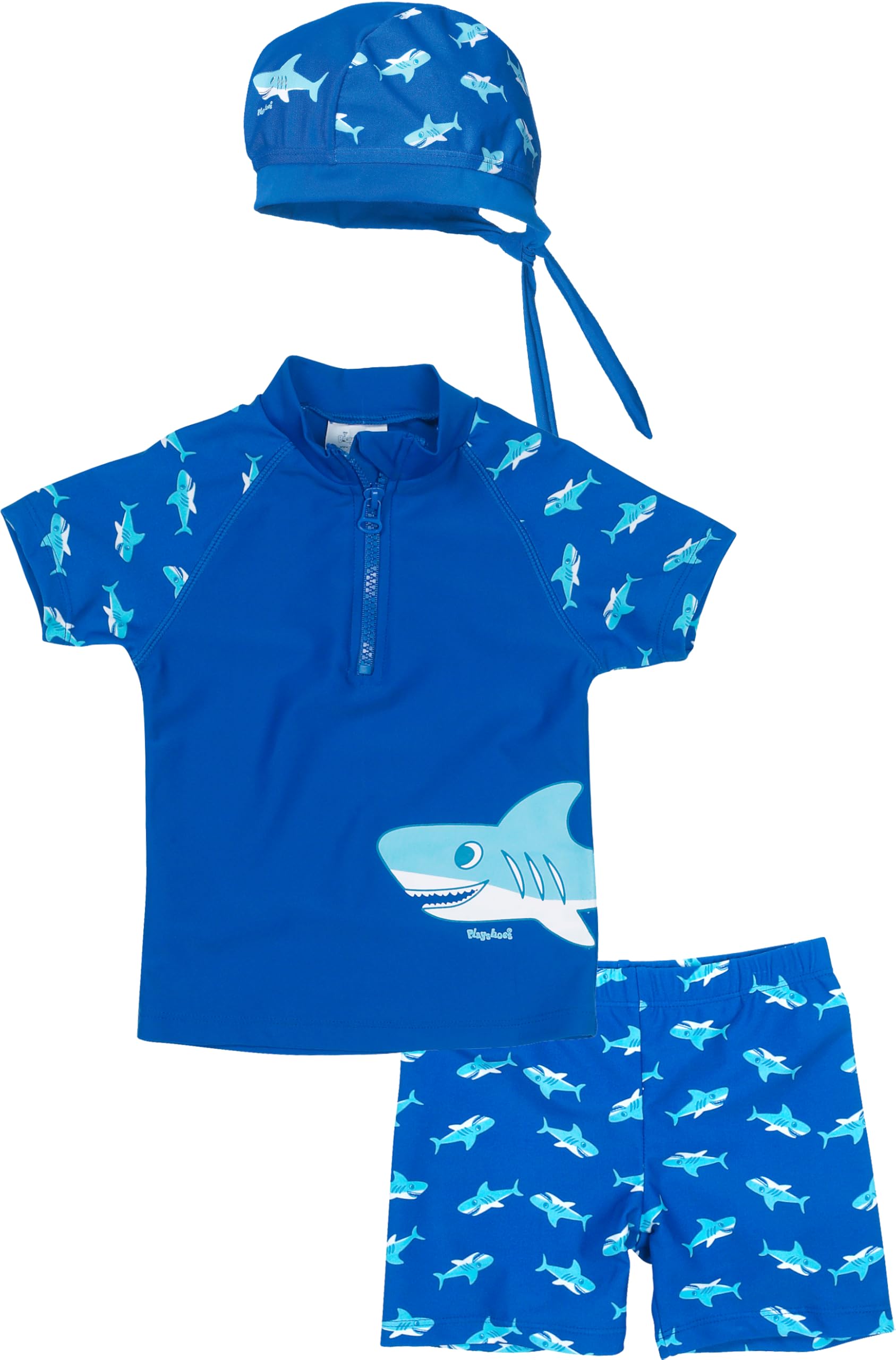 Playshoes Unisex Kinder Schwimmshirt Badehose + Kopftuch Rash-Guard-Set