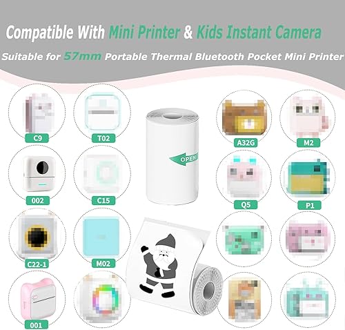 Miniatura 2 de 10 rollos de papel adhesivo para impresora térmica, mini papel adhesivo para impresora de 2.244 x 0.984 in, mini papel adhesivo para impresora de