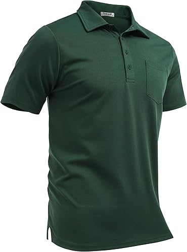 Tinkwell Polo para hombre con bolsillo Dri Fit de manga corta para golf