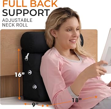 Cheer Collection Reading Wedge Pillow - Adjustable Wedge Reading Pillow with Neck Support, Hollow Fiber-Filled Backrest Pillow for Reading, Gaming, and TV Watching, Black