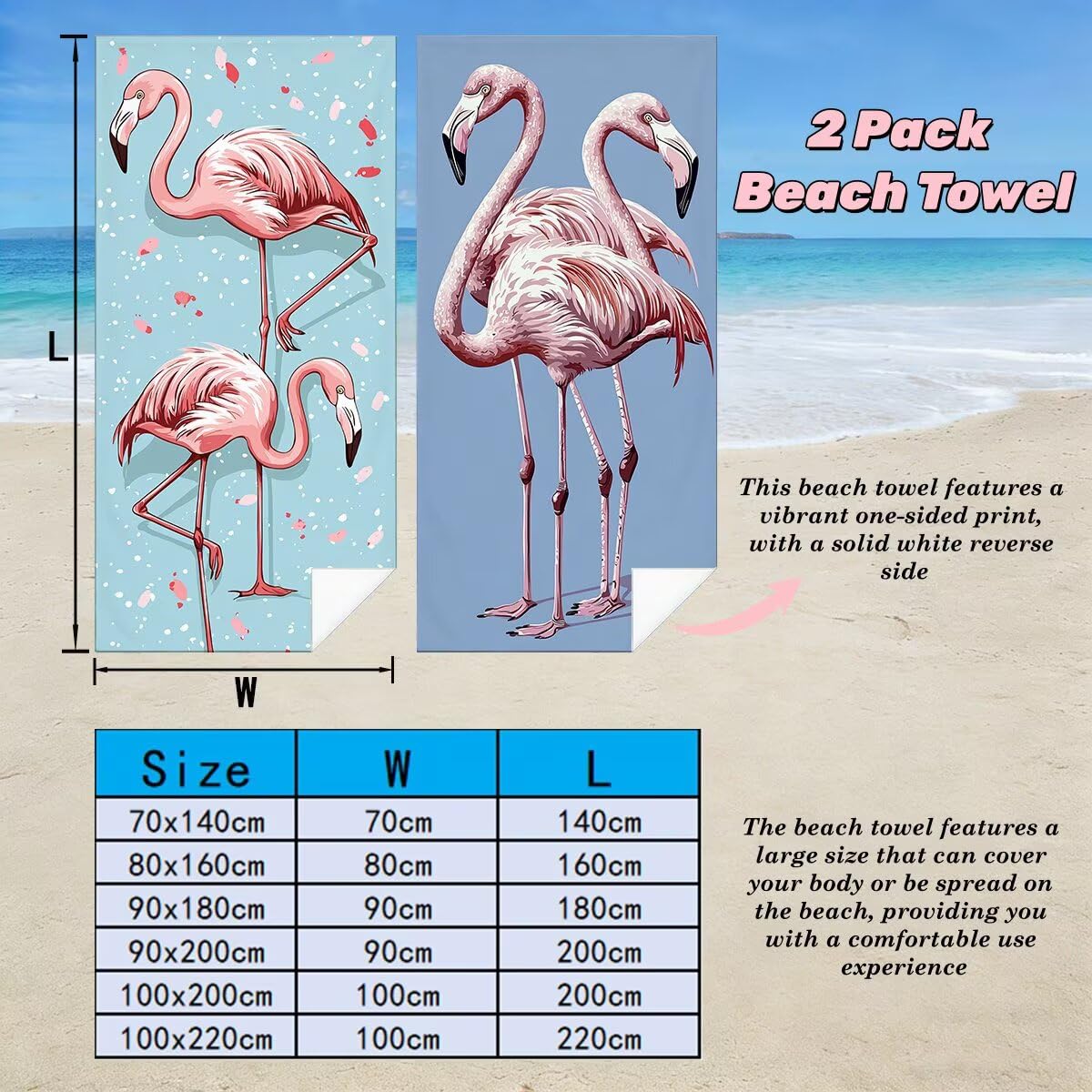 Juego de 2 Toalla Playa Grande 90x180 cm, Secado Rapido Toalla Microfibra Gimnasio, Antiarena Toallas de Playa Animal, Grande Ligera Compacta Toallas Microfibra Mujer Hombre para Viaje Piscina -4746