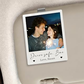 EDSG Personalized Car Visor Photo Clip, Drive Safe Gift for Him Her Valentines Day Gifts for Boyfriend Girlfriend, Acrylic Picture Holder Drive Safe I Love You Gifts for Him Her (Design 3)