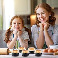 Vista 4 de Gejoy 400 tazas de papel de aluminio para hornear con tapas, moldes desechables de 5 onzas, mini moldes para tartas, moldes para magdalenas, moldes