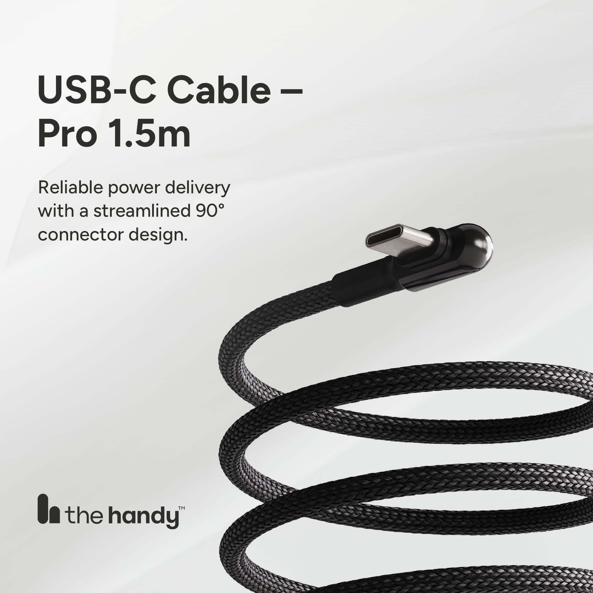 The Handy USB-C Cable – Pro – Cavo di ricarica magnetico auto-avvolgente, ad angolo retto, con alimentazione ad alta velocità, cavo di ricarica rapida anti-groviglio, compatibile con i dispositivi
