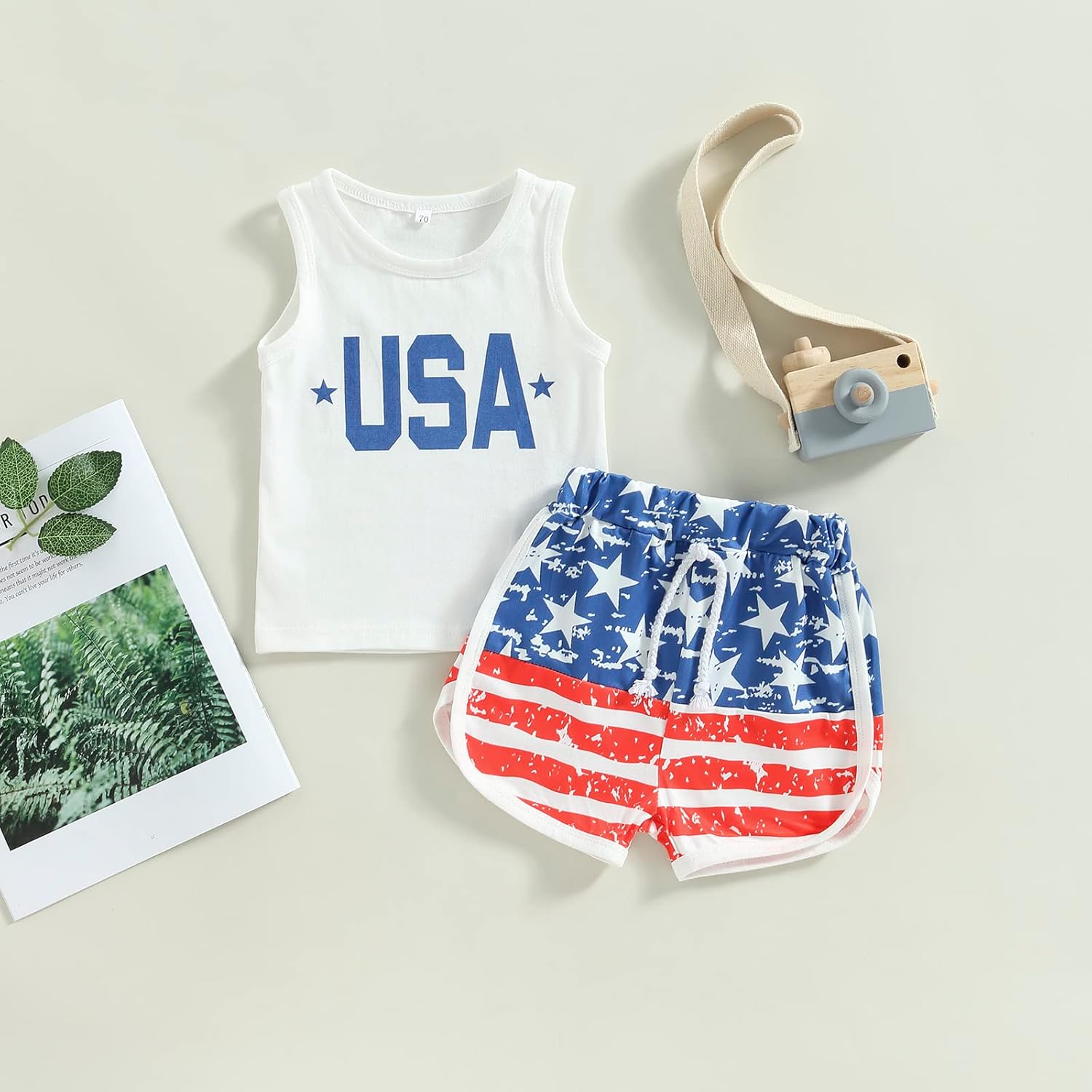 FYBITBO Toddler Baby Boy 4th Of July Outfit USA Shirt Tank Top American Flag Swin Trunks Shorts Fourth Of July Clothes - Image 2