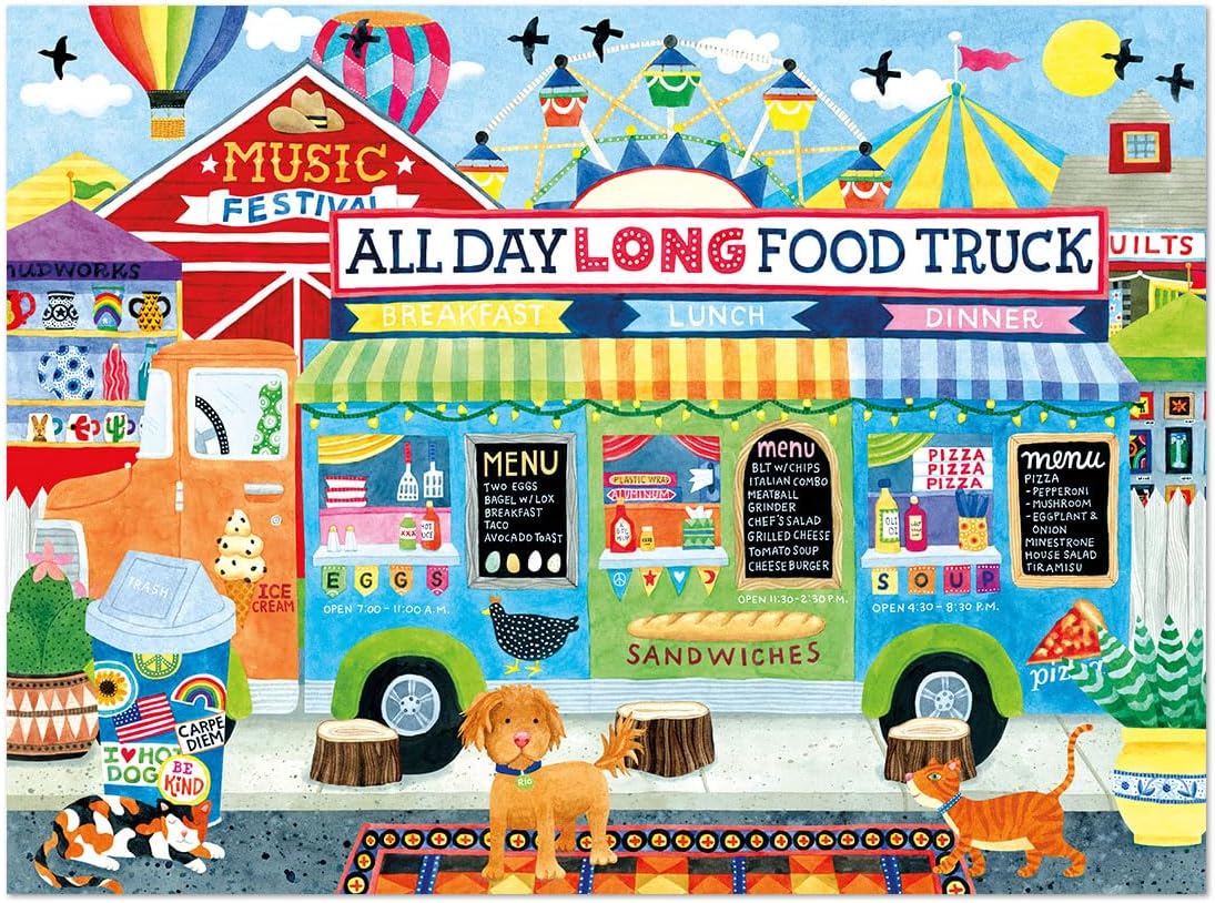 Buffalo Games - All Day Long Food Truck - Stephanie Peterson Jones - 1000 Piece Puzzle for Adults, Sapphire Select - Quality 1000 Pieces Jigsaw Puzzle