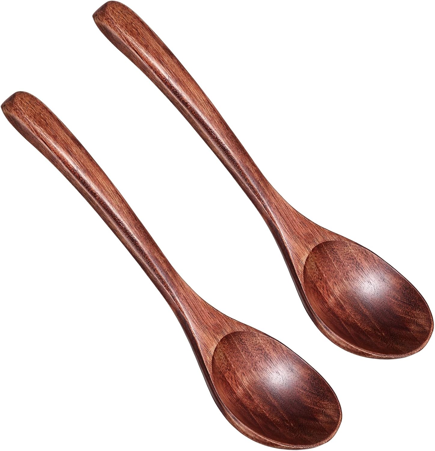 2 PCS Wooden Spoon for Eating, 6 Inch Long Small Handle Wooden Soup Spoons, Little Wood Serving Table Spoon Set for Coffee Honey Tea Desserts Cereal Soup