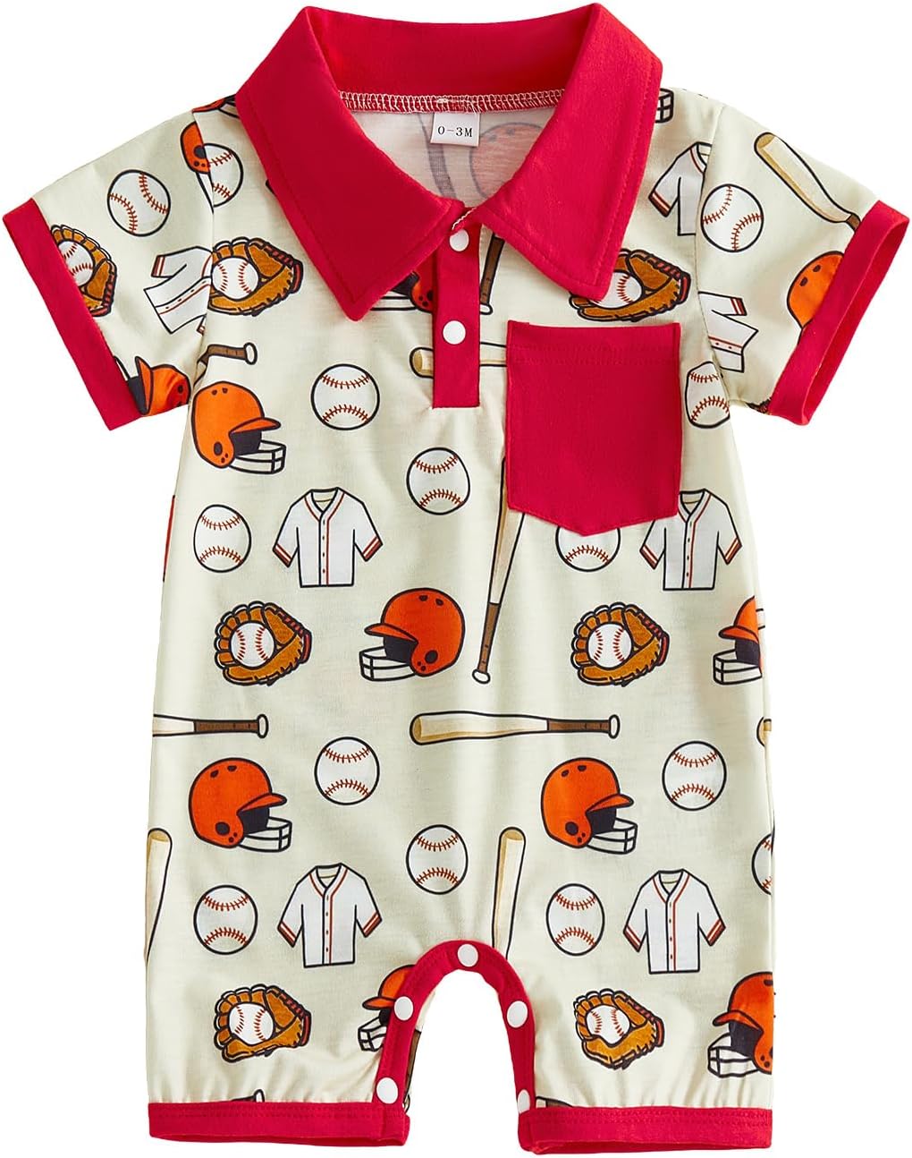 Sasaerucure Newborn Infant Baby Boy Summer Outfit Short Sleeve Button Down Jumpsuit One Piece Baseball Romper Onesie Clothes