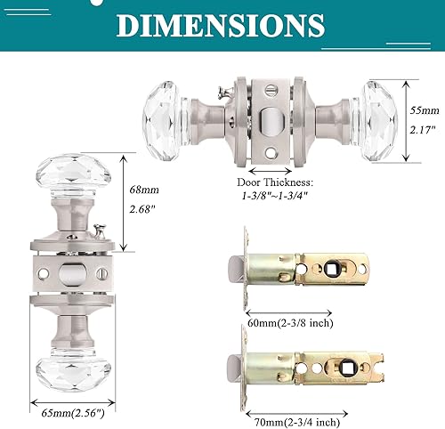 Miniatura 7 de Orger Paquete de 5 pomos de puerta de vidrio con roseta de bronce aceitado, pomos de puerta de bañocama para uso de privacidad, manijas de puerta