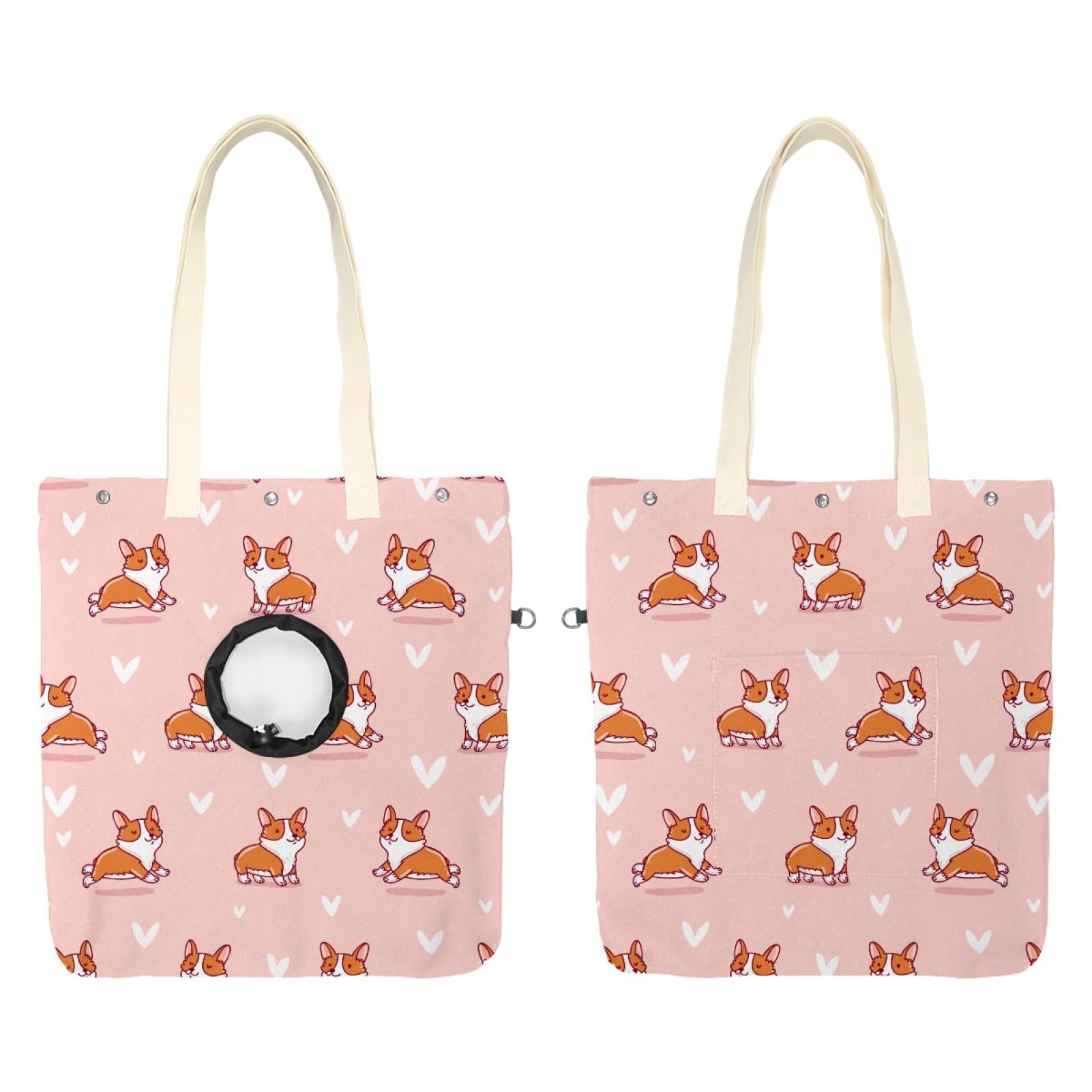 Sac à bandoulière pour chien Corgi en toile rose idéale pour la ville