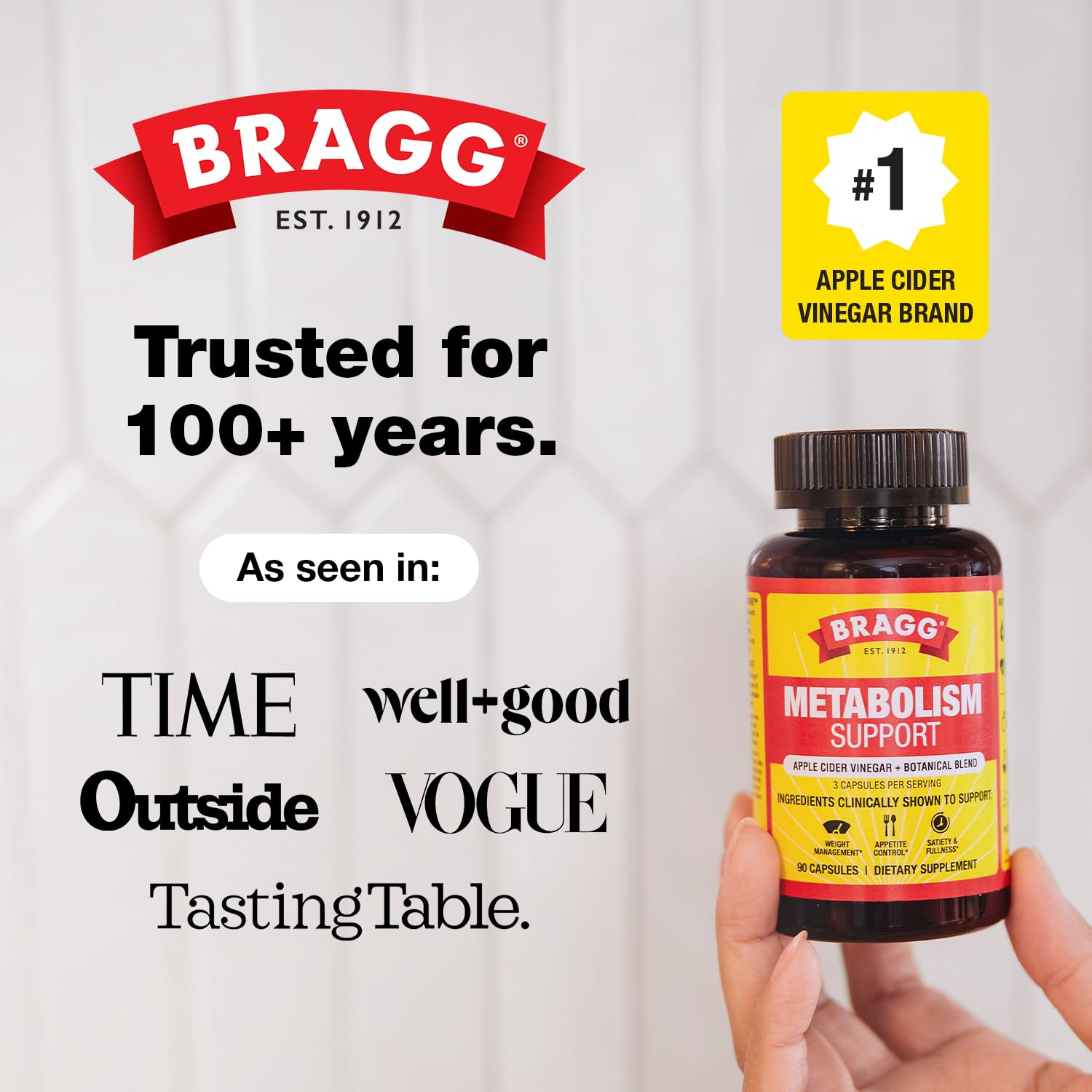 BRAGG Metabolism Natural GLP-1 Support Apple Cider Vinegar Capsules - 90ct — Amazon image 7