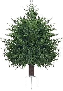 Artificial Topiary Bush for Outdoor Use, UV Resistant Faux Green Shrub with Realistic Ball Shape, Fake Greenery Plant for Front Door, Porch, Garden, Patio Decor