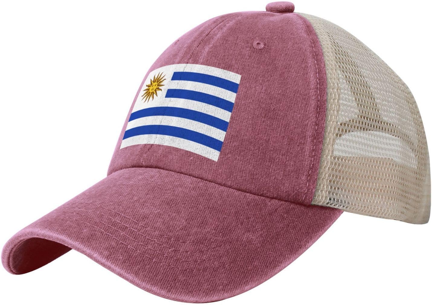 Flag of Uruguay Cowboy Mesh Baseball Cap for Uruguayan Man Woman Outdoor Adjustable Denim Hat