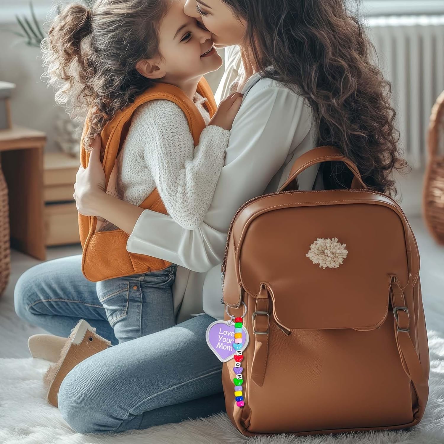 24 Set Mothers Day Craft Kits Mom Heart Key Rings DIY Bulk Mama Craft Gifts for Mother’s Day Party Favors Birthday Mom Making Kits Funny Classroom Home DIY Art Activities