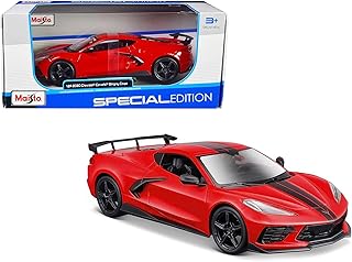 Maisto Chevrolet Corvette Stingray Coupe 2021: Modellauto im Maßstab 1:24, Türen beweglich, rot (531534R)